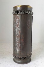 Lanterne à bougie en fer blanc et laiton fin 19e début 20e