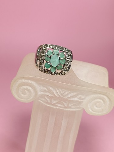 Bague argent émeraude - argent,