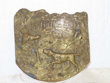 Plaque En Bronze Antique "Chien De Chasse Avec Faisan" !