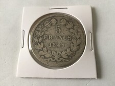 France 5 Francs Argent Louis Philippe IIe  Type Domard Tranche Rilief 1841W