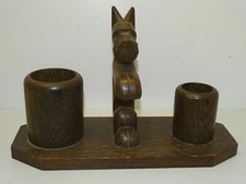 -JOLI ANCIEN PORTE CRAYONS ART DECO au CENTRE CHIEN SCOTTISH TERRIER Déco BUREAU