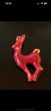 Broche céramique biche rouge