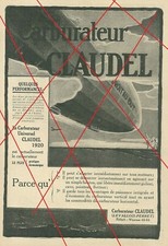 Publicité Carburateur Claudel 1920 ballon dirigeable Statue Liberté Hindenburg