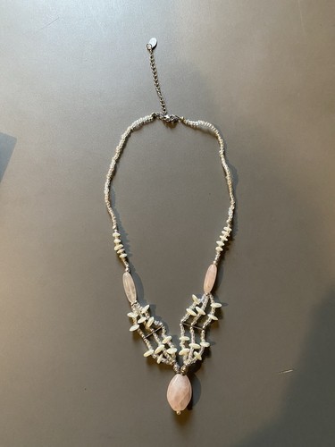 Collier perles quartz rose et - quartz,