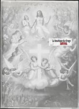 Scène religieuse, catéchisme, dessin peinture, plaque verre, positif 8,5x10 cm