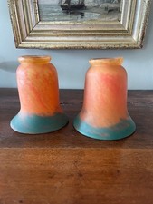 lot de 2 tulipes en pâte de verre, signées" verre d'art de France" époque Art No