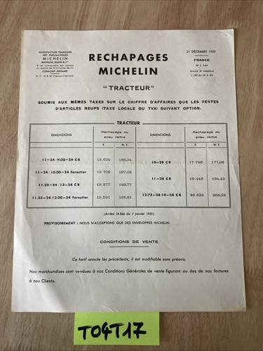 Michelin 1959 catalogue liste - catalogue,