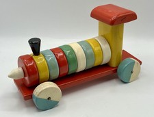 LOCOMOTIVE en bois multicolore vintage – jouet à empiler décoratif - Années 1960