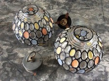 lot de  2  globe à suspension boule   effet vitrail  années 60/70