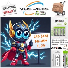 Piles Accus Rechargeables AA LR6 HR6 E91 MN1500 Arcas ( Ni-MH 1,2V 2700 mAh )