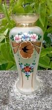  Vase ancien  en Verre émaillé décor floral et hirondelle DN3216/2