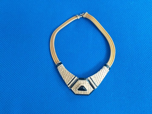 Collier vintage doré email - collier,