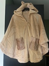 cape poncho polaire chat capuche rose pailleté