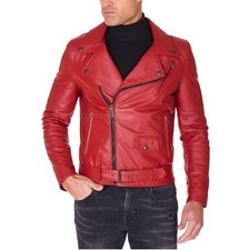 Veste cuir agneau rouge - cuir, d'agneau