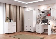 Chambre d'adolescent ensemble complet armoire commode bureau étagère murale F...