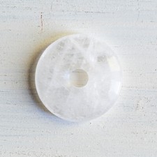 Donut pendentif CRISTAL DE ROCHE 30mm Pierre naturelle Rond Énergie