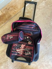 LOLA ESPELETA: CARTABLE SAC À DOS À ROULETTES GIRLY + TROUSSE ASSORTIE