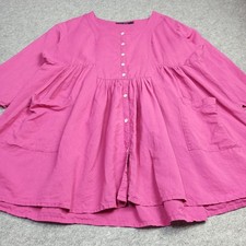 Tunique Femme Gudrun Sjoden Taille XL Rose Lin Coton Tissé Haut Blouse