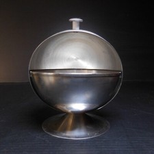 N9649 sucrier vide-poche métal inoxydable gris art déco table bureau design XXe