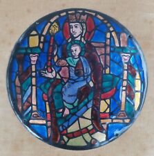 Émaux polychrome sur Cuivre. Limoges. Vierge à l'enfant. Vitrail Bourges SM 