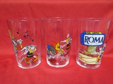 LOT 3 VERRE À MOUTARDE ASTÉRIX ASTERIX VINTAGE 1968 OBÉLIX ASSURANCETOURIX