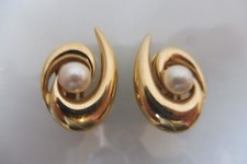 Pierre Lang Boucles D'Oreilles, Beaux Clips D'Oreilles, Dorés Avec Des Perles