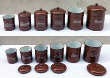 SERIE DE POT EPICES - EMAILLE - CUISINE - ANCIEN - VINTAGE
