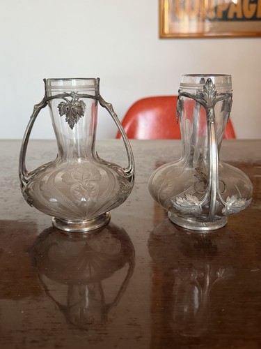 Paire vases cristal gravé - de,