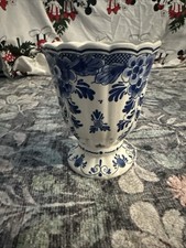 Vintage Vase Delft Blue White
