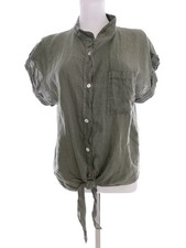 💚 PURO LINO Blouse Boutonnée pour Femmes Une couleur Boutons Khaki S Manches 💚