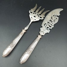 COUVERTS DE SERVICE À POISSON ARGENT MASSIF Poinçon Minerve À Servir Louis XVI