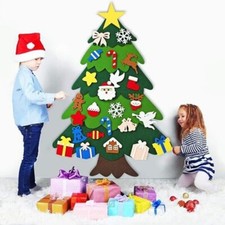 Sapin de Noël Feutrine avec Ornements Décoration Porte Mur Suspension 95 cm