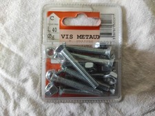 Lot de 9 Vis métaux tête fraisée fendue en acier zingué 6 x 40mm + écrous