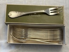 12 FOURCHETTES A GATEAUX EN METAL ARGENTE CHRISTOFLE  MARLY 16 CM