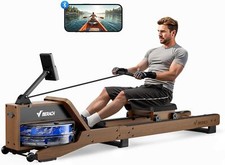 MERACH Rameur à Eau Pliable en Chêne Rouge 12Pales Résistance Fluide Silencieuse