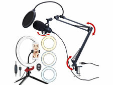 Microphone à condensateur professionnel avec filtre anti-pop et anneau LED - Au
