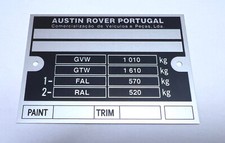 Plaque constructeur MINI MOKE