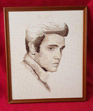 ELVIS PRESLEY portrait style canevas en coton  broder en point de croix encadrer