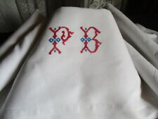 Antique Vintage French Farmhouse Country Pure Linen Sheet, Throw, Drape.Monogram