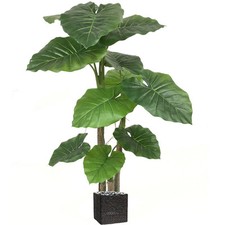 Colocasia artificiel en pot 3 troncs 11 grandes feuilles H 150 cm vert