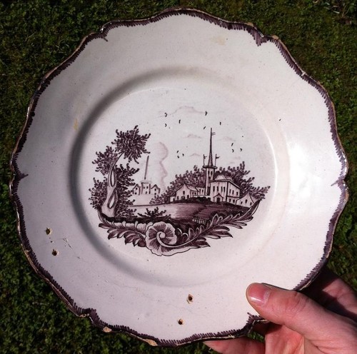 Assiette faience décor maison - assiette,