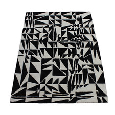 Tapis Noir Beige 100% Laine 170X240 CM Fait Main Tissé À La Main ME4