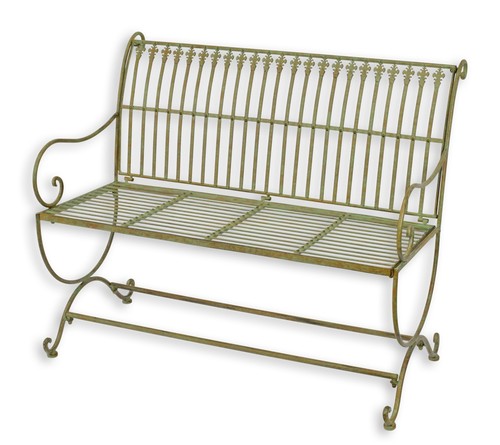 Banc fer vert patiné - banc,