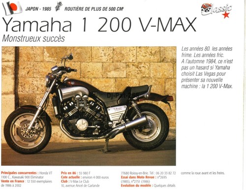 Fiche moto yamaha 1200 v - moto,