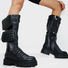 BOTTES DE POCHE GENOU EXTREME CHUNKY NOIRES NEUVES DANS LEUR BOÎTE FESTIVAL GRUNGE BIKER COMBAT
