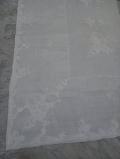 ancien service de table Batiste Limon brodé nappe 300 x 160 cm + 12 serviettes