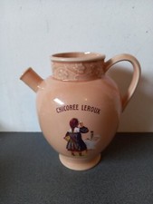 RARE PICHET POT CARAFE CHICORÉE LEROUX F & S FRANCE HAUTEUR 19 CM TBE CERAMIQUE 