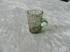 Verre à liqueur émaillé vert / Legras ANTIQUE ENAMEL FRENCH GLASS