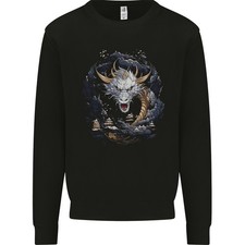 Sweat À Capuche Fantaisie Homme Dragon Japonais Blanc