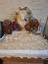 Service de VERRES VINTAGE 1 carafe 6 coupes et 5 grands verres décor floral